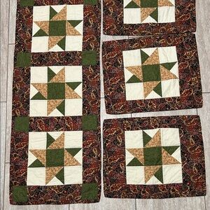 Patchwork Star Quilted Placemats & Tablet runner Decoration Fall Star Rustic